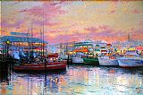 Thomas Kinkade Canvas Paintings - Fisherman's Wharf